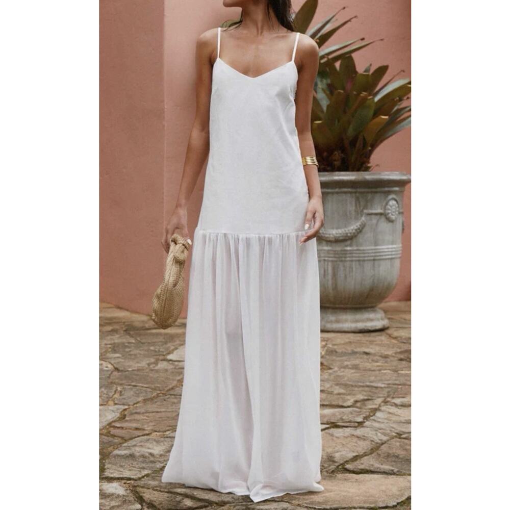 Peppermayo Heavenly Linen Maxi Dress White Size 4